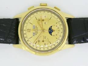 Thumbnail von Breitling Triple calendar moonphase 18Karat Gold Rare vintage watch