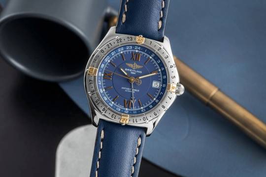  Breitling Antares GMT Stahl / Gold Automatik Herrenuhr Ref. B32047.1 Klassiker 