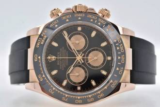  Rolex Daytona Cosmograph 18k Rose Gold 116515LN Rubber Strap Oysterflex LC100 