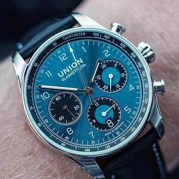  Union Glashütte Belisar Chronograph Pulsometer Green Dial NEW FULL SET 
