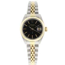  Rolex Oyster Perpetual Lady Date 26 Steel/Gold Jubilee Black Dial 