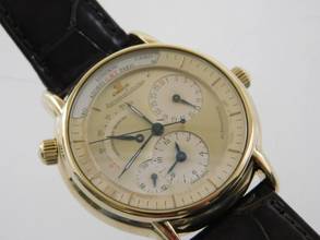 Thumbnail von Jaeger-LeCoultre Master Geographic Herrenuhr GMT Gangreserve im Original Zustand Seltene große Herrenuhr 38mm original Band und Schließe