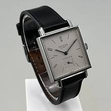 Thumbnail von NOMOS Tetra Glashütte Tetra Ref. 406 mit Stahlgehäuse Lederband plus Original Nomos Lederband (neu) Handaufzug Zifferblatt creme-weiß Original Box
