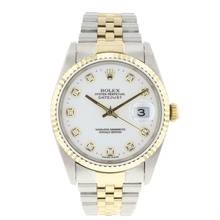 Rolex Datejust 36 Steel/Gold Jubilee White Diamond Dial 