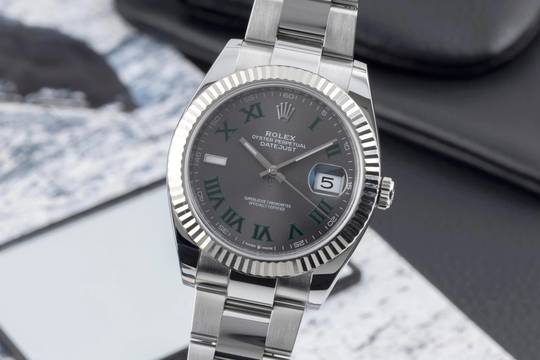  Rolex Datejust 41 Wimbledon Stahl Weissgold Automatik Herrenuhr 126334 B&P 2019 
