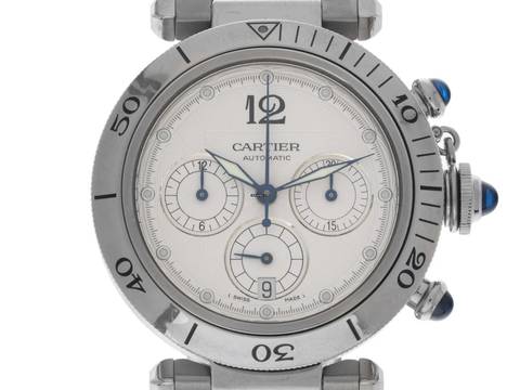  Cartier Pasha Ref.2113 2006 Box&Beschreibung wie Neu Vintage Pasha Chronograph Glasboden 