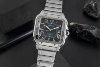 Thumbnail von Cartier Santos Stahl Green Dial Automatik Herren Ref WSSA0062 Box & Papiere 2023