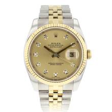  Rolex Datejust 36 Steel/Gold Champagne Diamond Dial 