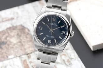  Rolex Oyster Perpetual 36 Blue Dial Edelstahl Automatik Herrenuhr Ref 116000 B&P 