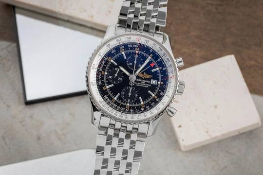  Breitling Navitimer World GMT Chronograph Automatik Ref. A24322 Klassiker B&P 