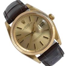 Thumbnail von Rolex Oyster Perpetual Date 1503 Champagne dial yellow gold 18KT