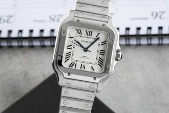 Thumbnail von Cartier Santos Stahl Automatik Herrenuhr Medium WSSA0010 B&P 2018