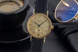 Thumbnail von NOMOS Tangente 18k (0,750) Gold Intex Datum Handaufzug Herrenuhr Gold Dial