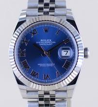 Thumbnail von Rolex Datejust 41 Stahl Jubiléband Azzuro blue roman Dial 41mm B+P Top