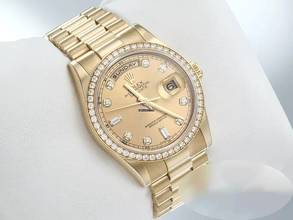  Rolex Day-Date 36 36mm 118348 2008 Gelbgold 750 Diamanten Automatik 18kt Yellow Gold President-band Chronometer Oyster 