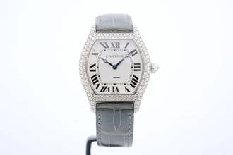 Thumbnail von Cartier Tortue White Gold Grand Model XL Factory Diamonds - With Box And Papers - 2497 2001