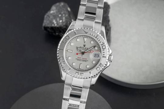  Rolex Yacht-Master 35 Oyster Stahl / Platin Medium Size Ref 168622 D-Serie 