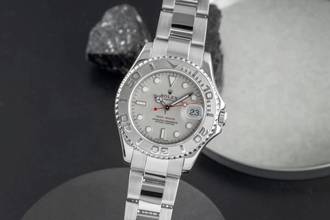  Rolex Yacht-Master 35 Oyster Stahl / Platin Medium Size Ref 168622 D-Serie 
