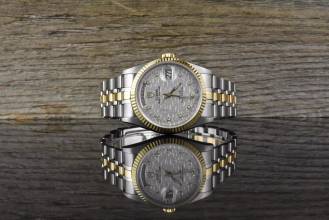  Tudor Prince Date Day 76213 Silver Linen Diamond Dial Automatik 