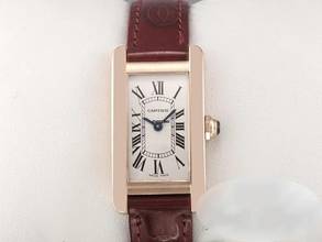 Thumbnail von Cartier Tank Américaine Rosegold 750 2015 Lederband W2607456 Damen 18kt Rose Gold