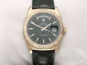  Rolex Day-Date 36 36mm 118138 2017 Grün Gelbgold 750 Leder Automatik 18kt Yellow Gold Chronometer Oyster Green Dial 