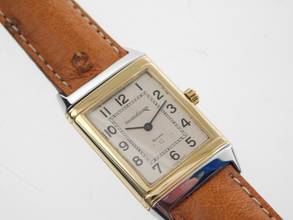 Thumbnail von Jaeger-LeCoultre Reverso Classique Classic Stahl / Gelbgold im Top Zustand mit Straußenband und Faltschließe Classic 23 x 38 mm