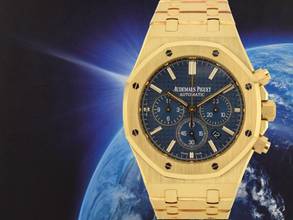 Thumbnail von Audemars Piguet Royal Oak Chronograph Yellow Gold Blue Dial Full Set - Boutique Edition Very Rare