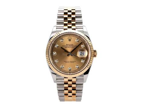  Rolex Datejust 36 Oystersteel / Gelbgold 126233 Champagner Diamant Jubile-Band 