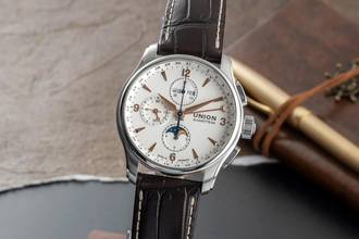  Union Glashütte Belisar Chronograph Stahl Automatik Herrenuhr Ref. D0024251 B&P 