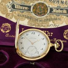 Thumbnail von A. Lange & Söhne Full Set 18k Gold 1A Gangprüfung der Sternwarte Savonette Taschenuhr 1904 keinerlei Inskriptionen mit Museums-Zertifikat