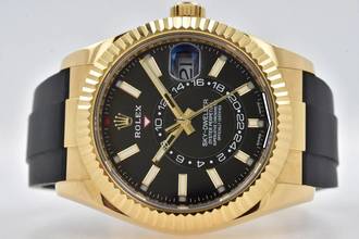  Rolex Sky-Dweller 326238 18k Yellow Gold Black Dial Full Set 