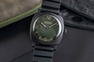 Thumbnail von Panerai Radiomir Green Dial Keramik / Titan Handaufzug Herrenuhr Ref. PAM00997
