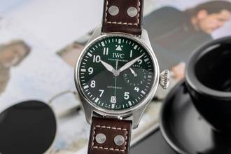 Thumbnail von IWC Große Fliegeruhr Big Pilot Stahl Automatik Green Dial Herrenuhr Ref. IW501015 B&P NP. 13900 