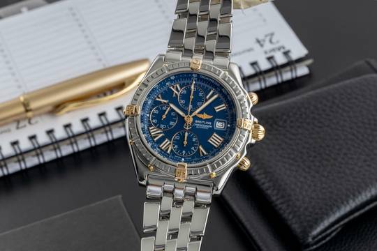  Breitling Crosswind Chronograph Stahl / Gold Automatik Herrenuhr B13055 B&P 1999 