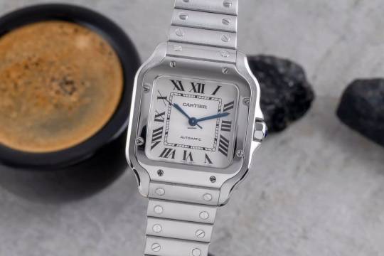  Cartier Santos Stahl Automatik Herrenuhr Medium WSSA0010 B&P 2018 