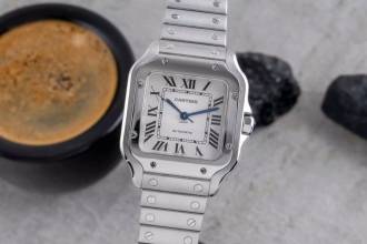 Thumbnail von Cartier Santos Stahl Automatik Herrenuhr Medium WSSA0010 B&P 2018