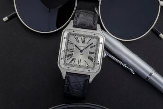Thumbnail von Cartier Santos Dumont Edelstahl Handaufzug Herrenuhr Ref. WSSA0032 B&P 2021
