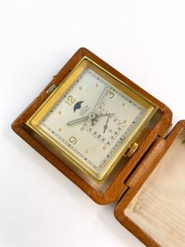  Angelus Table Clock Tisch Uhr Triple Date Moonphase 8 Days Power Reserve Reise Uhr unbekannt 