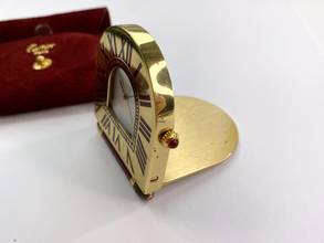 Thumbnail von Cartier Table Clock Tischuhr Table Clock Red Bordeaux 57 x 50mm Travel Clock Reisewecker