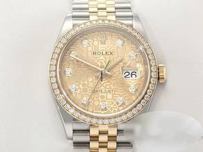 Rolex Datejust 36 126283RBR Steel and Yellow Gold 750 Diamonds Automatic Stainless Steel 18kt Yellow Gold Jubilee Bracelet Chronometer Oyster Gold