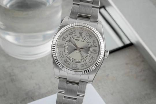  Rolex Oyster Perpetual 36 Concentric Dial Stahl Weissgold Herrenuhr Ref. 116034 