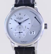  Glashütte Original PanoReserve 40mm Gangreserve Datum Cal 65 silver Dial B+P 