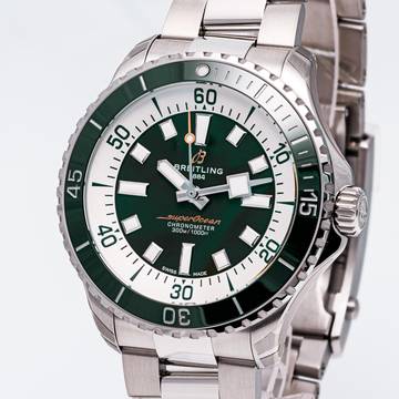  Breitling Superocean Automatic 44 Green – A17376A31L1A1 – NEW & Unworn – 01/2026 Full Set 