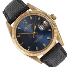 Thumbnail von Rolex Oyster Perpetual Date 1503 blue dial yellow gold 18KT 1969's