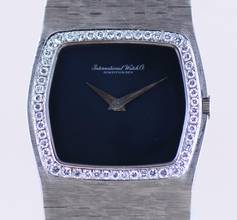 Thumbnail von IWC 18K Weißgold Onyx Dresswatch 750 gold Jumbo Diamond Bezel Milanaise ultra rar