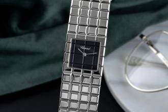  Chopard Ice Cube Black Dial Edelstahl Quarz Damenuhr Ref. 11/8898 