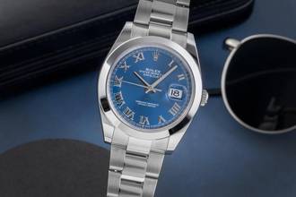 Thumbnail von Rolex Datejust 41 Blue Azzuro Roman Dial Stahl Automatik Ref. 126300 B&P 2022