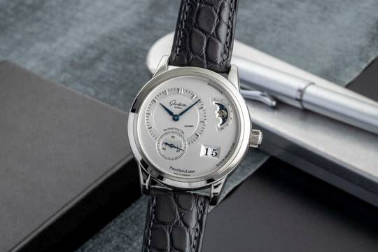 Glashütte Original PanoMaticLunar Stahl Automatik Herrenuhr Ref. 1-90-02-02-02-04 Box 