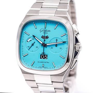 Glashütte Original Seventies Chronograph Panoramadatum Chrono Panorama Discoblue – 1 of 100 – 1-37-02-10-02-70 – NEW – 22 Full Set 