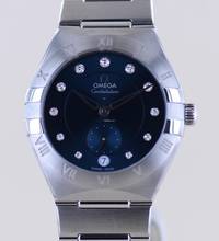  Omega Constellation blue Diamond Dial 8802 Master Chronometer 34mm Petit Second B+P 
